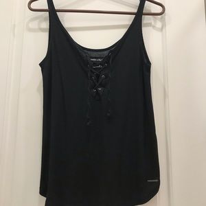 Black lace up tank top